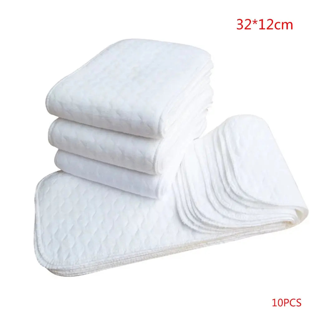 10Pcs Reusable Baby Diapers Cloth Diaper Inserts 1 Piece 3 Layer Insert 100% Cotton Washable Babies Care Eco-Friendly Diaper