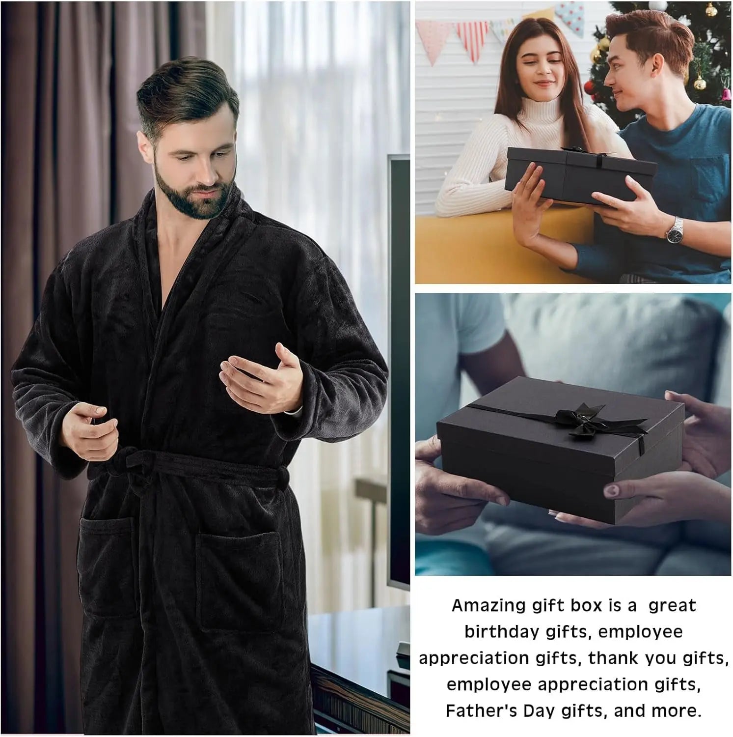15 Pcs Birthday Gifts for Men Beard Care Set for Him Christmas Gifts Basket Ideas Kit for Men Tumbler Bath Robe for Dad Husband Boyfriend Box Christmas Gifts Baskets
