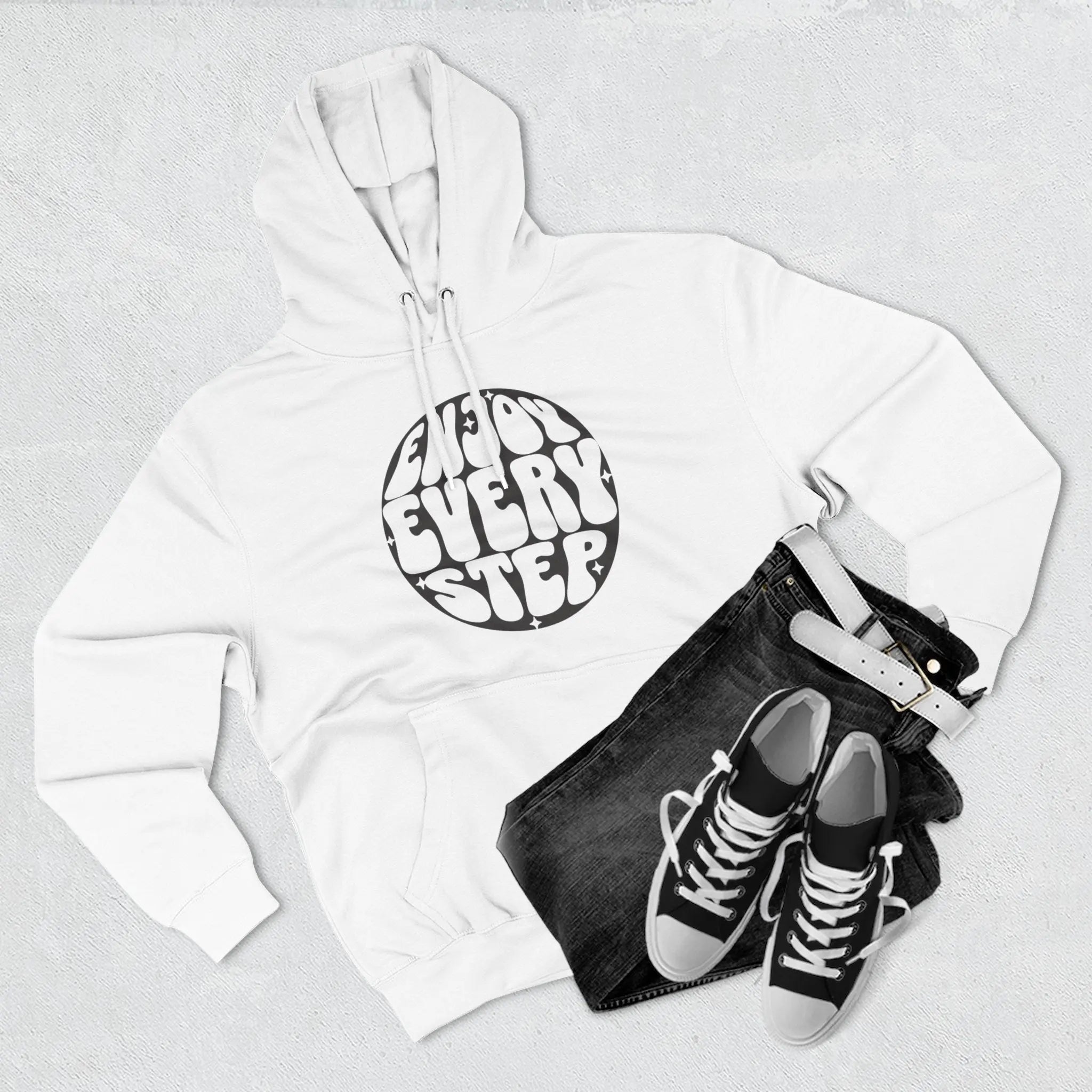 Enjoy Every Step Hoodie, Cozy Fleece Sweatshirt