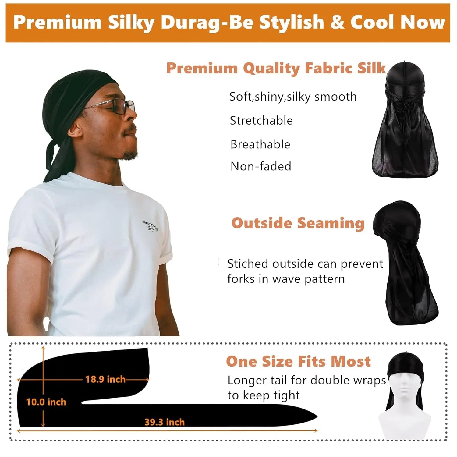 Bonnet for Men,Silk Bonnet for Men for Sleeping,Matching Durag and Bonnets Set for Couples,Mens Bonnet for Curly Hair,Braids,Pack A