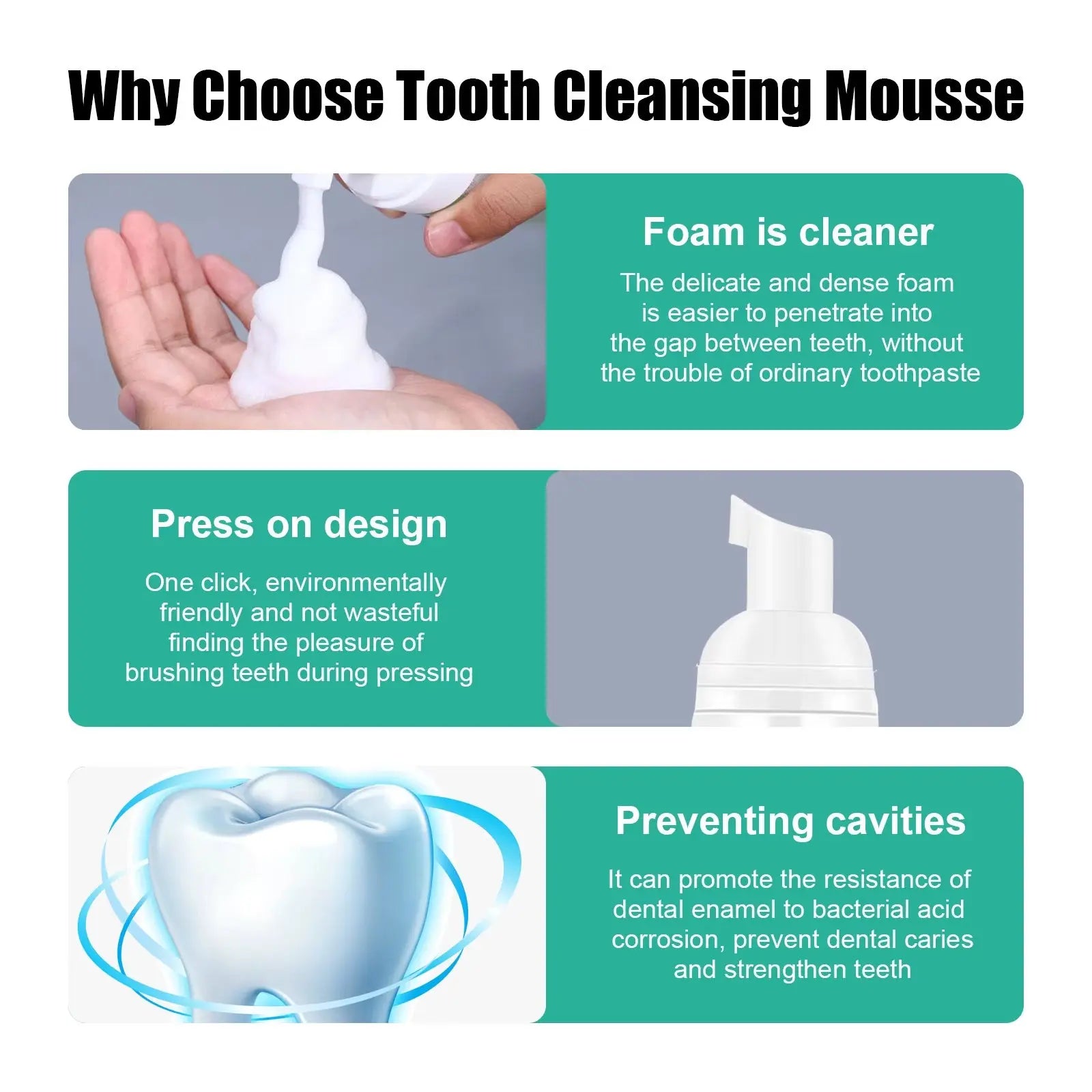 Effective Teeth Whitening Mousse Dental Cleaning Teeth Bleach Yellow Tooth Stain Remover Oral Refresh Toothpaste Mousse