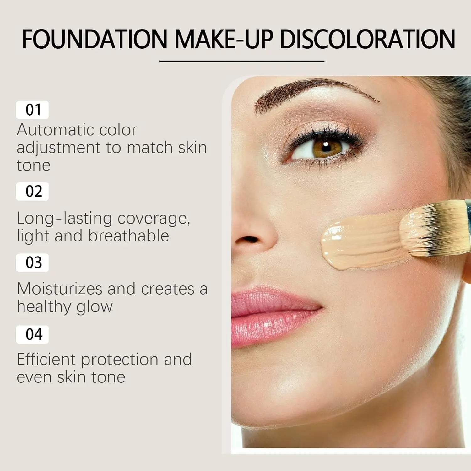 TLM Color Changing Foundation, Moisturizing Warm Skin Flawless Full Coverage Face Foundation Makeup for All Skin. (1Pcs)