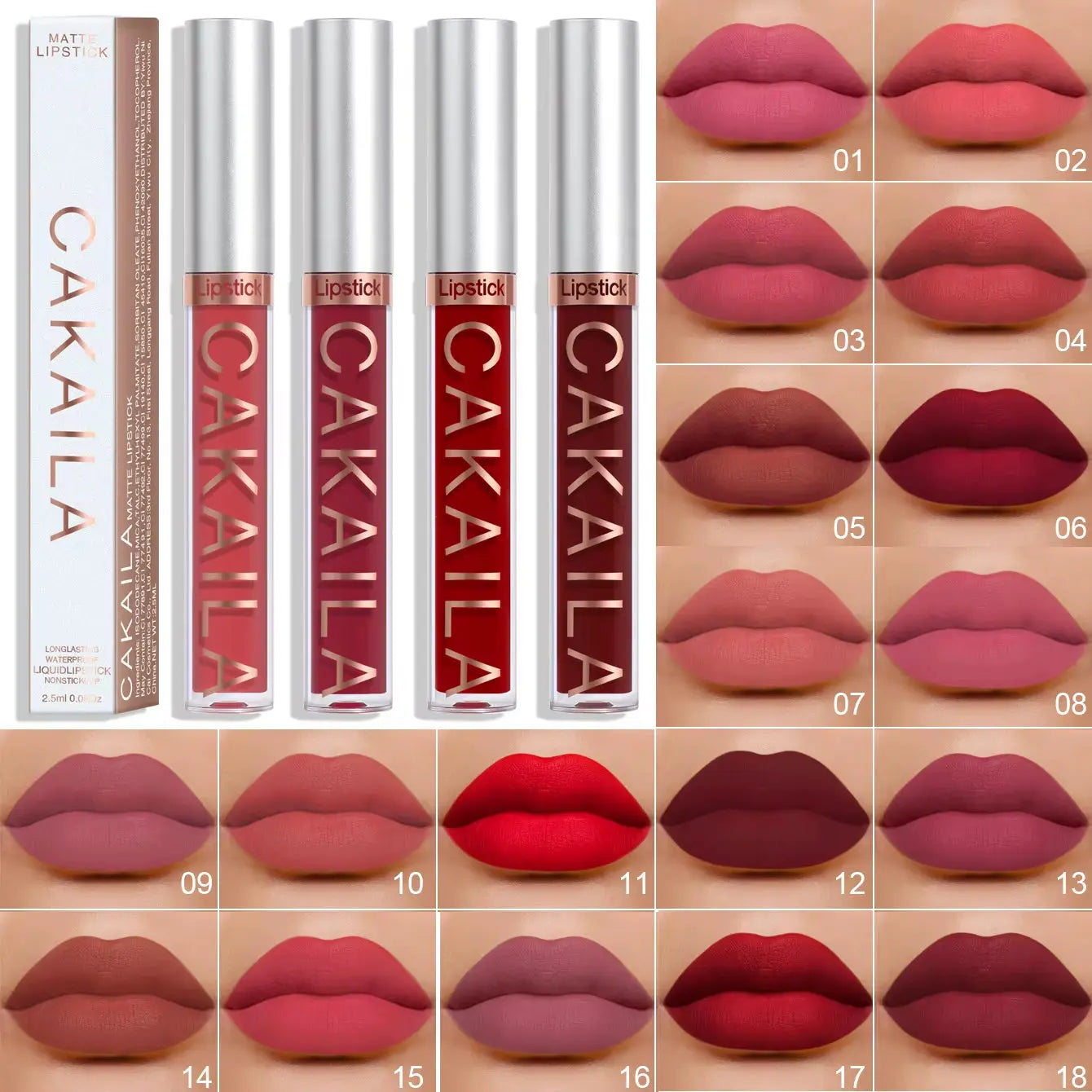 18 Color Lipstick Matte Non-Stick Cup Waterproof Lip Gloss