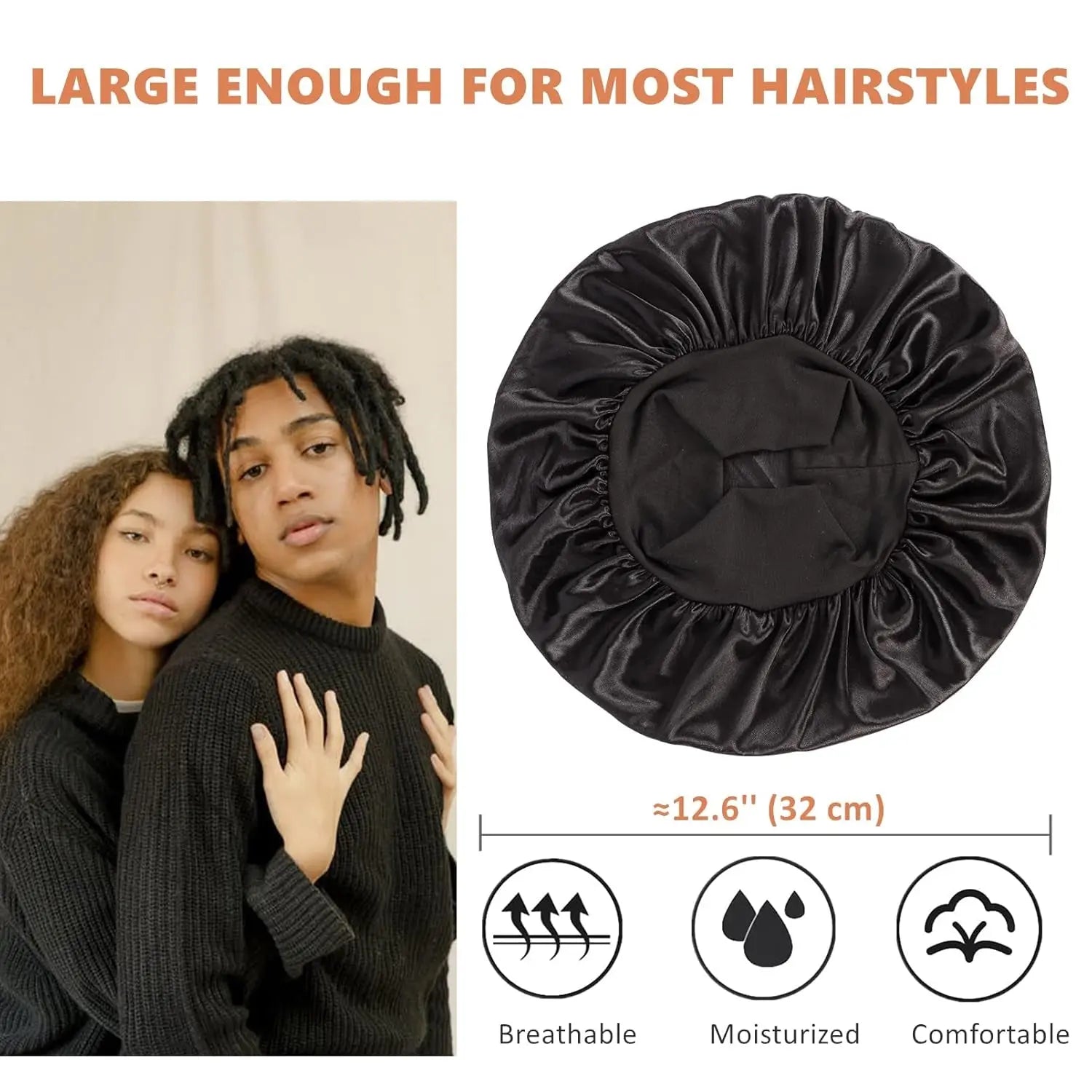 Bonnet for Men,Silk Bonnet for Men for Sleeping,Matching Durag and Bonnets Set for Couples,Mens Bonnet for Curly Hair,Braids,Pack A