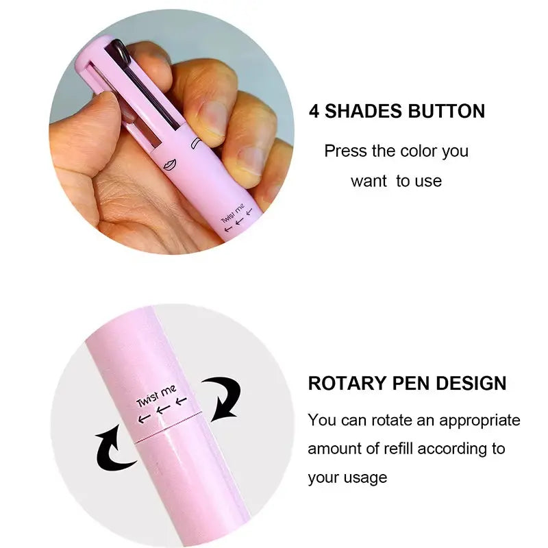 Multi-Functional 4-In-1 Makeup Pencil Eyeliner Lip Liner Eyebrow Pencil Swivel Waterproof & Sweatproof Makeup Tools