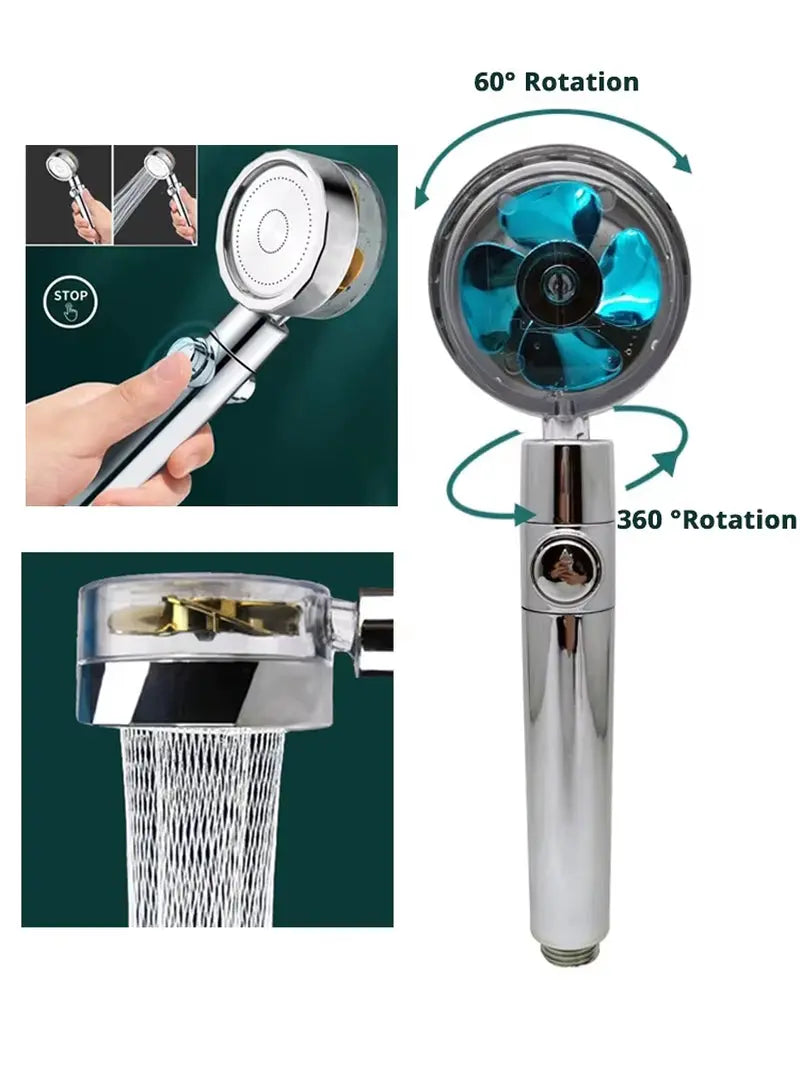 Hot Shower Head Water Saving Flow 360 Degrees Rotating with Small Fan ABS Rain High Pressure Spray Nozzle Bathroom Accessories