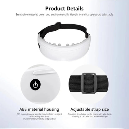 Eye Massager with Heat & Compression,Heated Massager for Migraines, Relax and Reduce Eye Strain Dark Circles Eye Bags Dry Eye Improve Sleep, Ideal Gifts for Women/Men