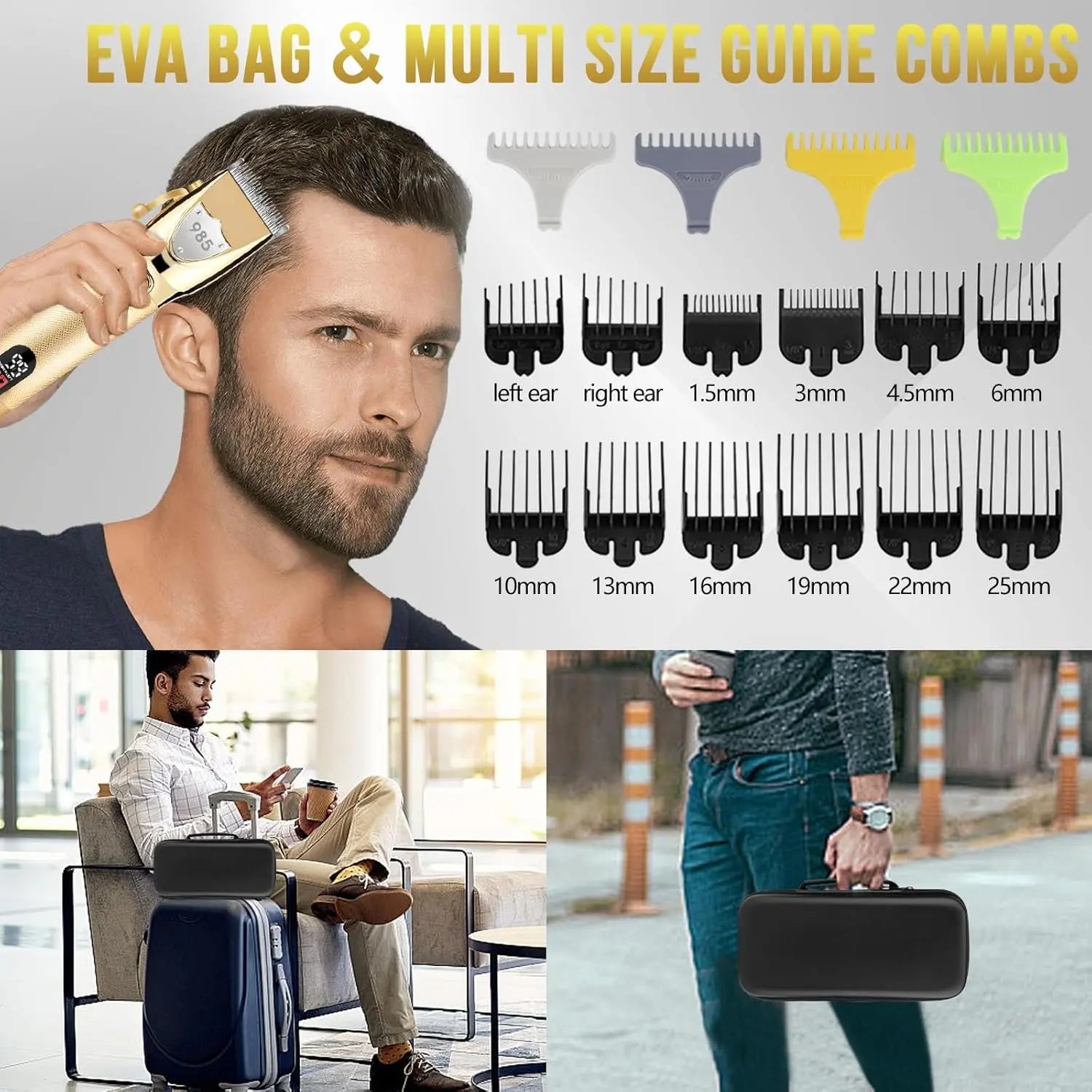 Professional Hair Clippers Hair Trimmer for Men,Beard Trimmer Nose Hair Trimmer Set,Cordless Electric Shavers Razor for Men,Barber Clippers T-Blade Trimmer Haircutting Grooming Kit