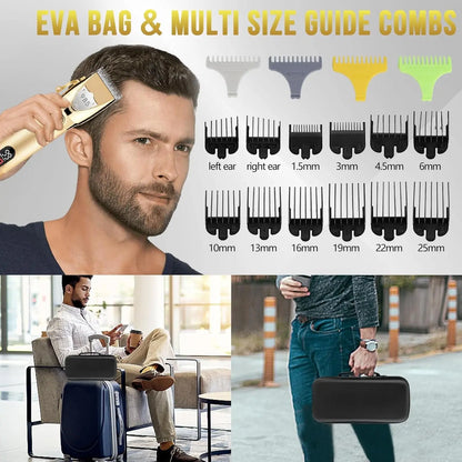 Professional Hair Clippers Hair Trimmer for Men,Beard Trimmer Nose Hair Trimmer Set,Cordless Electric Shavers Razor for Men,Barber Clippers T-Blade Trimmer Haircutting Grooming Kit