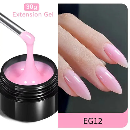 30Ml Glitter Pink Hard Jelly Nail Extension Gel Nail Polish Milky White Clear Color Soak off UV Construction Gel