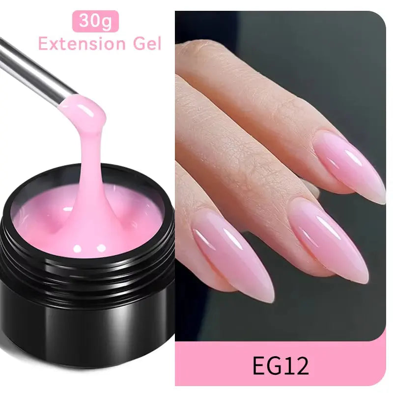 30Ml Glitter Pink Hard Jelly Nail Extension Gel Nail Polish Milky White Clear Color Soak off UV Construction Gel