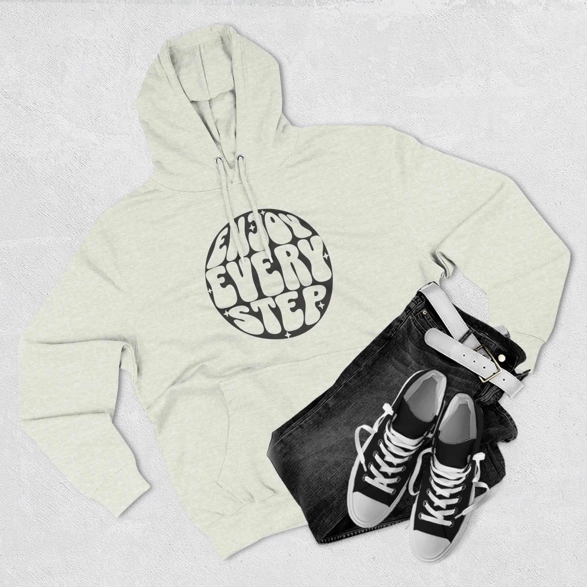 Enjoy Every Step Hoodie, Cozy Fleece Sweatshirt