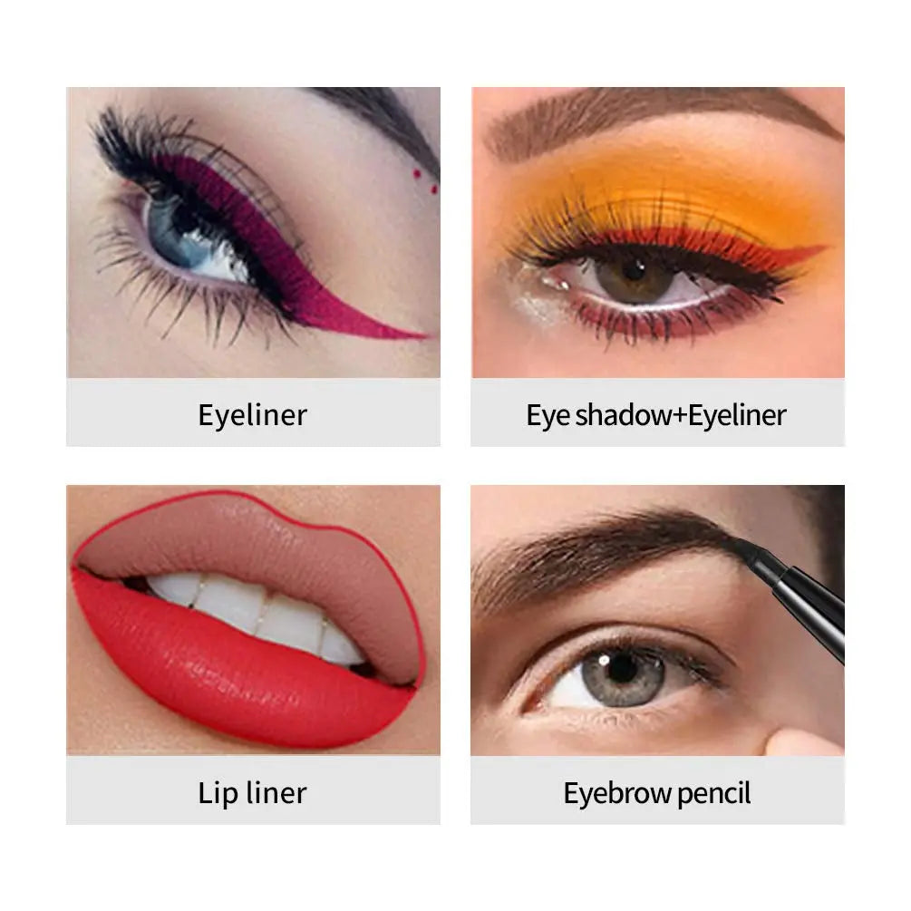 Gel Eye Liner Pencil Set, 12 Colors Retractable Long-Lasting Smooth Waterline Eye Liner Lip Liner Eyeshadow - Vegan, Cruelty Free