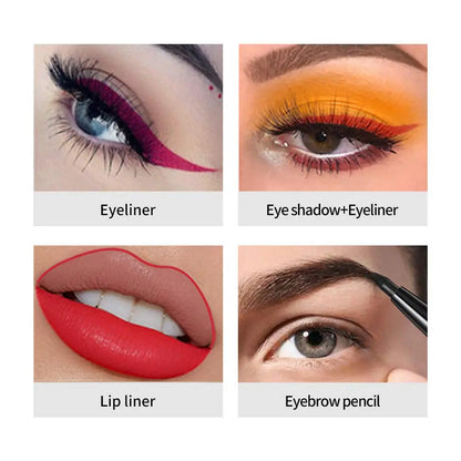 Gel Eye Liner Pencil Set, 12 Colors Retractable Long-Lasting Smooth Waterline Eye Liner Lip Liner Eyeshadow - Vegan, Cruelty Free