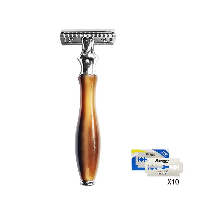 Double Edge Safety Razor for Men, with 10 Safety Razor Blades, Reusable Travel Essentials Men Razor