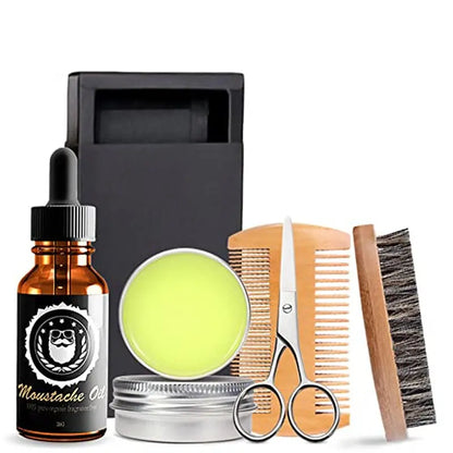 Beard Grooming Kit - Men'S Christmas Stocking Stuffer with Brush, Comb, Balm, Growth Oil, Scissors