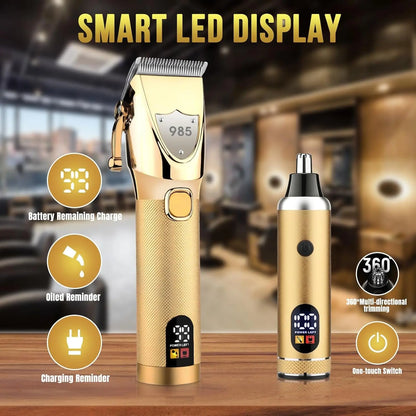 Professional Hair Clippers Hair Trimmer for Men,Beard Trimmer Nose Hair Trimmer Set,Cordless Electric Shavers Razor for Men,Barber Clippers T-Blade Trimmer Haircutting Grooming Kit