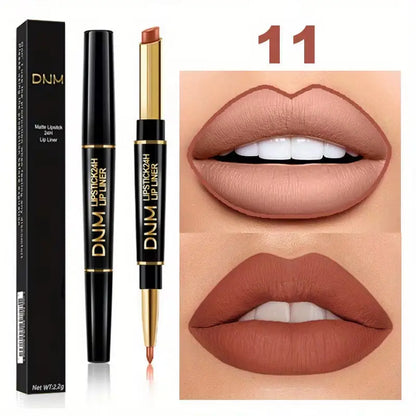 Double-Ended Non-Stick Cup Long Lasting Lipstick Lip Liner High Pigmented Waterproof Valentine'S Day Gifts