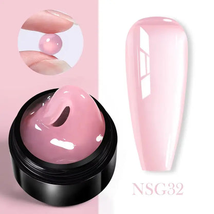 30Ml Glitter Pink Hard Jelly Nail Extension Gel Nail Polish Milky White Clear Color Soak off UV Construction Gel