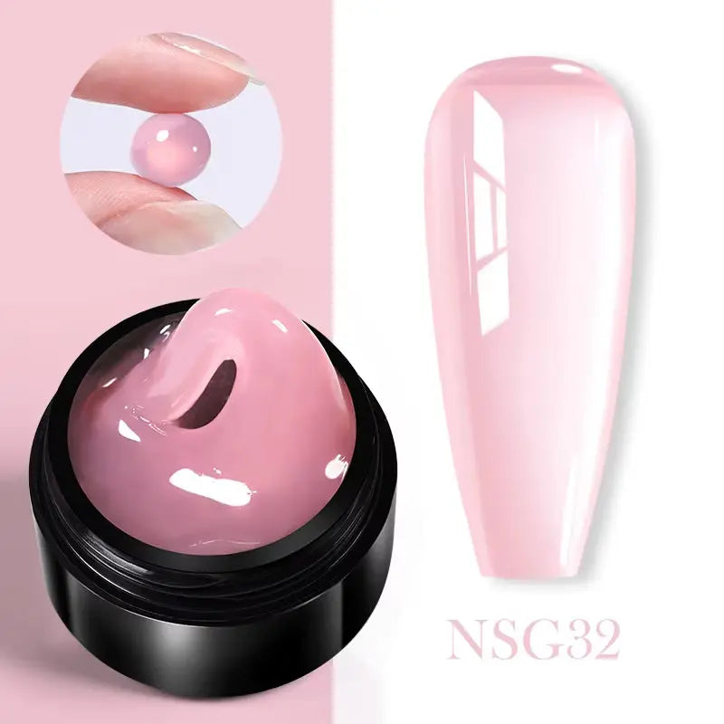 30Ml Glitter Pink Hard Jelly Nail Extension Gel Nail Polish Milky White Clear Color Soak off UV Construction Gel