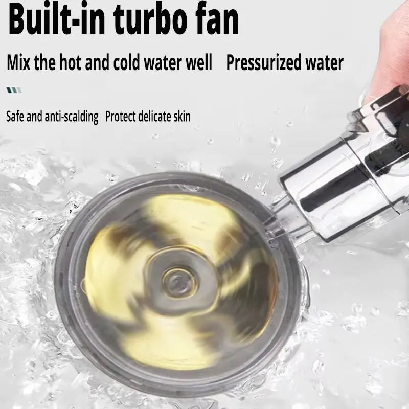 Hot Shower Head Water Saving Flow 360 Degrees Rotating with Small Fan ABS Rain High Pressure Spray Nozzle Bathroom Accessories