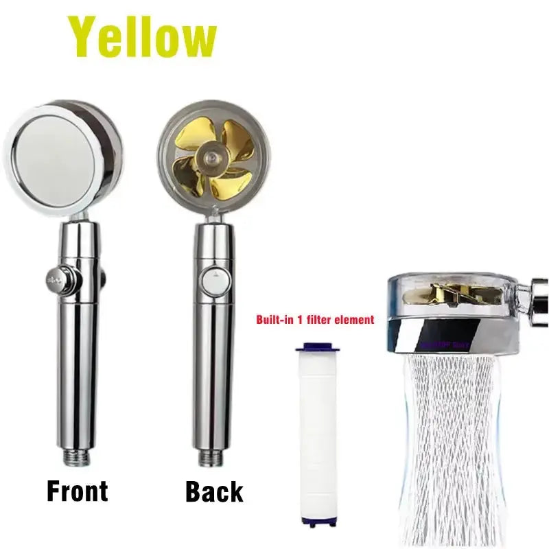 Hot Shower Head Water Saving Flow 360 Degrees Rotating with Small Fan ABS Rain High Pressure Spray Nozzle Bathroom Accessories