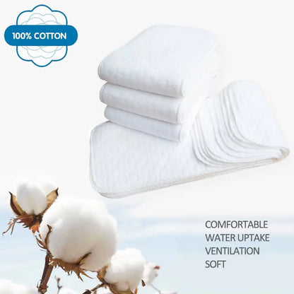 10Pcs Reusable Baby Diapers Cloth Diaper Inserts 1 Piece 3 Layer Insert 100% Cotton Washable Babies Care Eco-Friendly Diaper