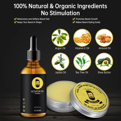 Beard Grooming Kit - Men'S Christmas Stocking Stuffer with Brush, Comb, Balm, Growth Oil, Scissors
