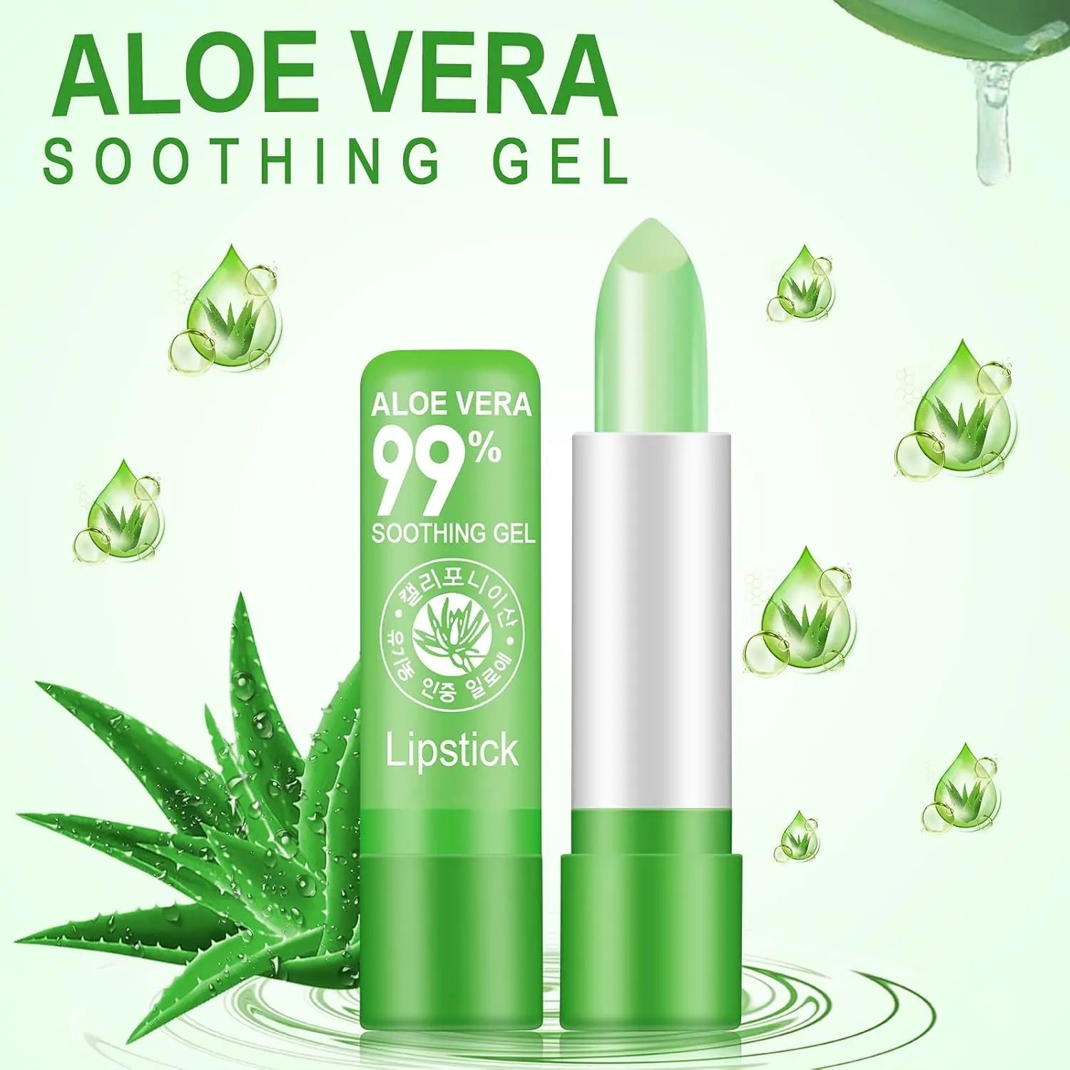3PCS Aloe Vera Lipstick,Aloe Vera Color Changing Lipstick,24H Long Lasting Nutritious Soothing Aloe Vera Lip Balm,Magic Moisturizer Temperature Color Change Aloe Vera Lip Gloss Lip Care Set for Women