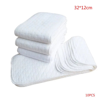10Pcs Reusable Baby Diapers Cloth Diaper Inserts 1 Piece 3 Layer Insert 100% Cotton Washable Babies Care Eco-Friendly Diaper