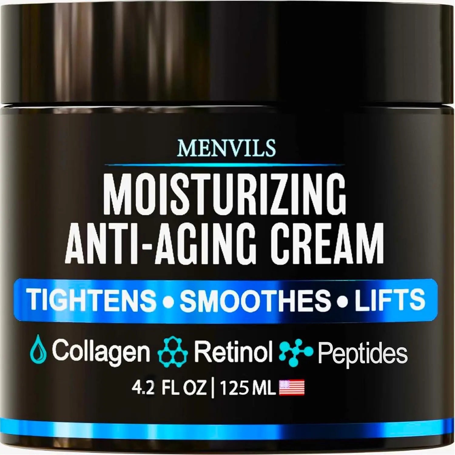Mens Face Moisturizer Cream - anti Aging & Wrinkle Cream - Face Moisturizer for Men with Collagen, Retinol, Peptides, Jojoba Oil - Facial Skin Care Lotion - Day & Night - 4.2 OZ