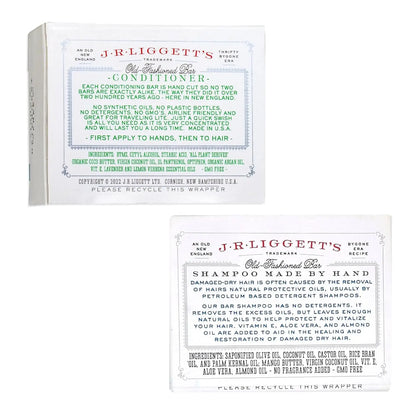 J.R.LIGGETT’S Shampoo Bars and Conditioner Set - Conditioner Bar 1.75Oz + Two Moisturizing Formula Shampoo Bars 3.5Oz - All-Natural Ingredients for Hair Clean, Soft, Tangle-Free - Made in the USA
