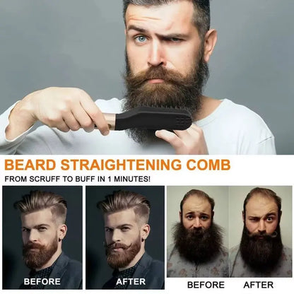 Multifunctional Mini Beard Straightener Quick Heated Comb Anti-Scald for Men Beard and Hair One-Piece Styling Straight Hair Comb