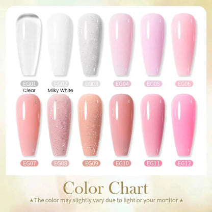 30Ml Glitter Pink Hard Jelly Nail Extension Gel Nail Polish Milky White Clear Color Soak off UV Construction Gel