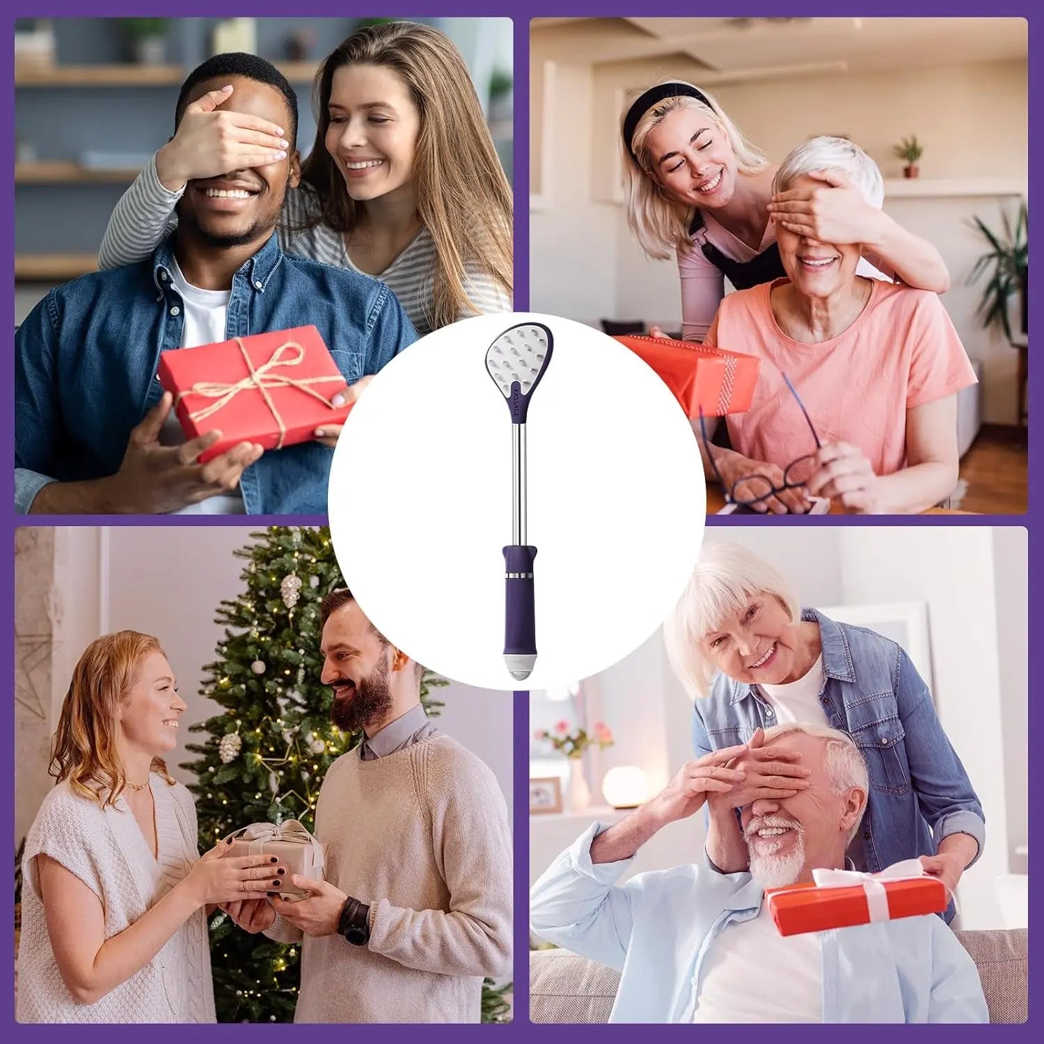 Extendable Back Scratcher - Portable Backscratchers for Men, Women, Adults, Kids - Birthday Gift for Mom & Dad, Christmas Stocking Stuffers Gifts for Dad (Purple, 1 Pack)