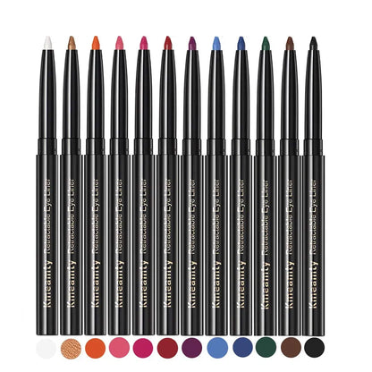 Gel Eye Liner Pencil Set, 12 Colors Retractable Long-Lasting Smooth Waterline Eye Liner Lip Liner Eyeshadow - Vegan, Cruelty Free