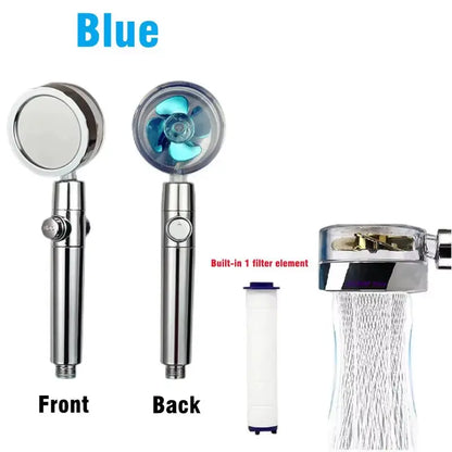 Hot Shower Head Water Saving Flow 360 Degrees Rotating with Small Fan ABS Rain High Pressure Spray Nozzle Bathroom Accessories