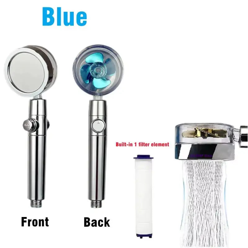 Hot Shower Head Water Saving Flow 360 Degrees Rotating with Small Fan ABS Rain High Pressure Spray Nozzle Bathroom Accessories
