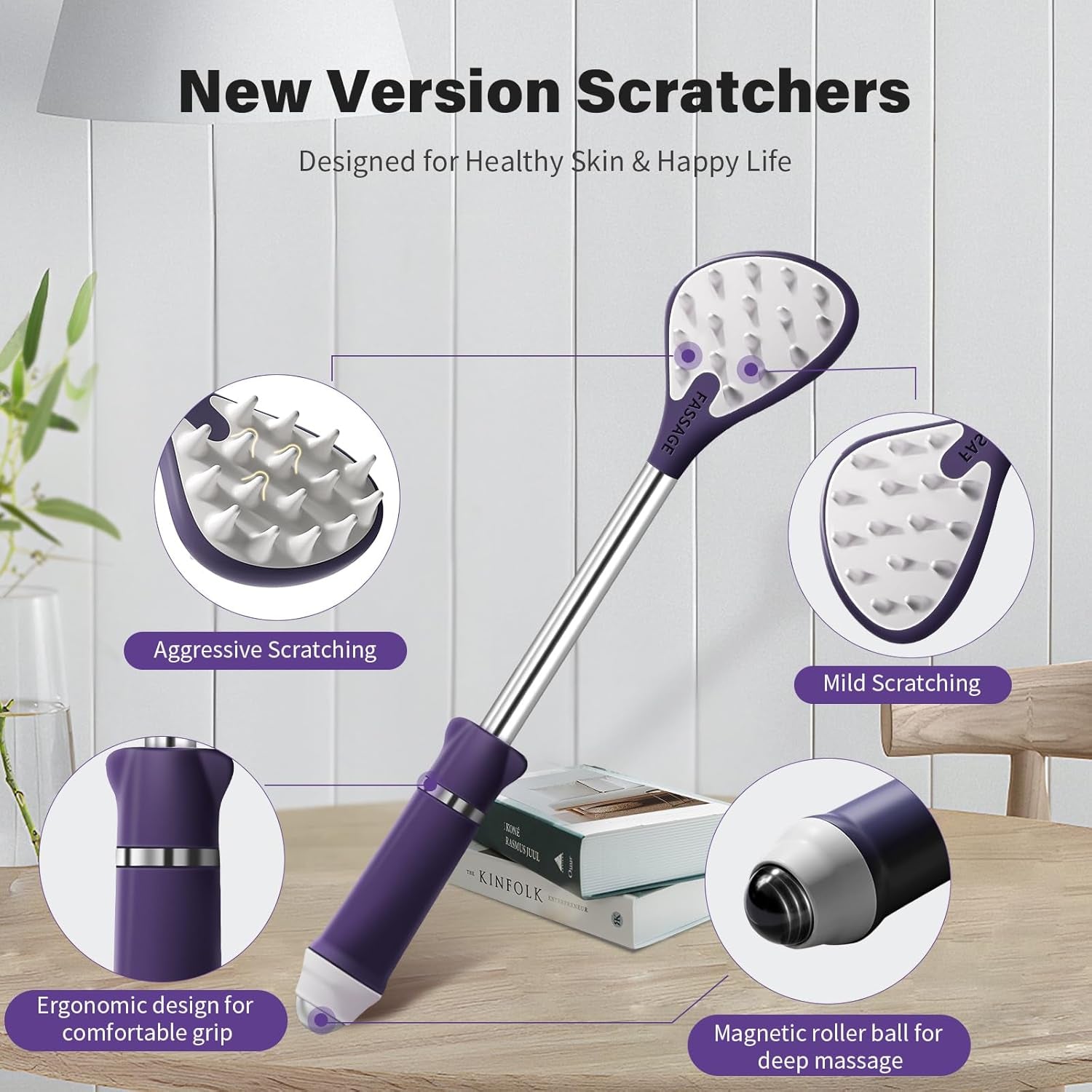Extendable Back Scratcher - Portable Backscratchers for Men, Women, Adults, Kids - Birthday Gift for Mom & Dad, Christmas Stocking Stuffers Gifts for Dad (Purple, 1 Pack)