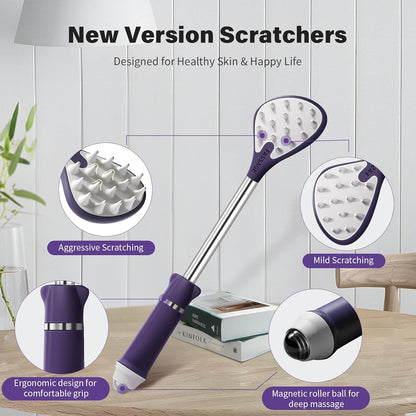 Extendable Back Scratcher - Portable Backscratchers for Men, Women, Adults, Kids - Birthday Gift for Mom & Dad, Christmas Stocking Stuffers Gifts for Dad (Purple, 1 Pack)