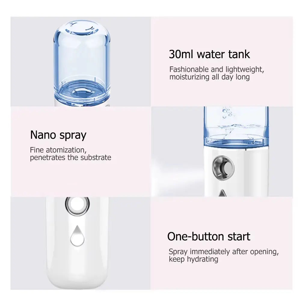 Mini 30Ml Humidifier Diffuser Nano Face Spray USB Facial Body Nebulizer Steamer Moisturizing Humidifier Skin Care