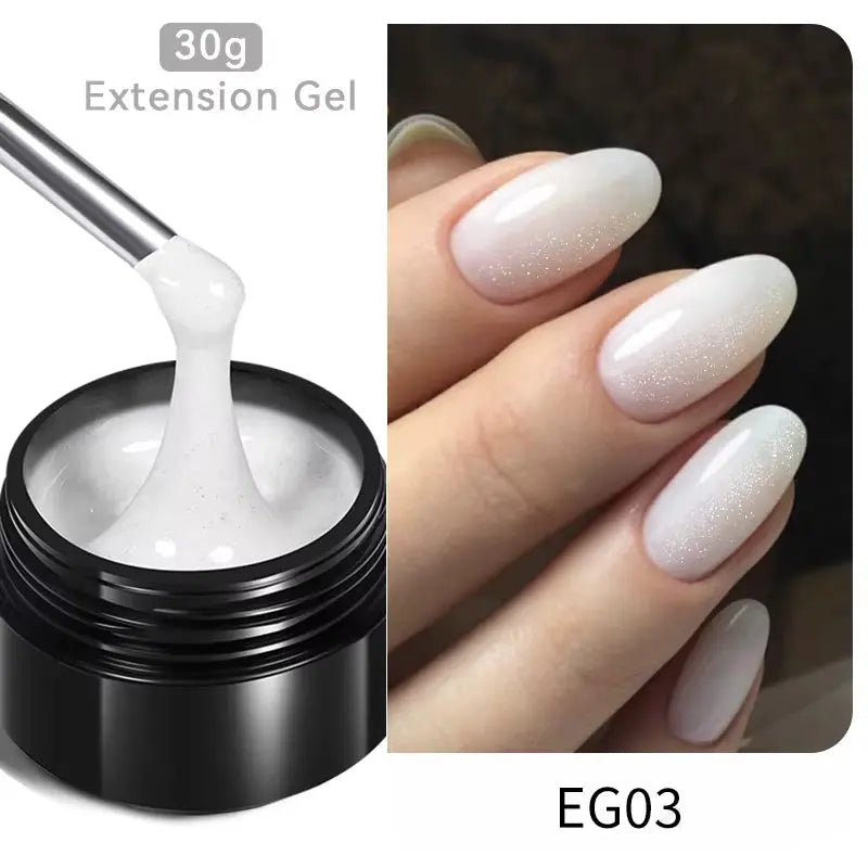 30Ml Glitter Pink Hard Jelly Nail Extension Gel Nail Polish Milky White Clear Color Soak off UV Construction Gel