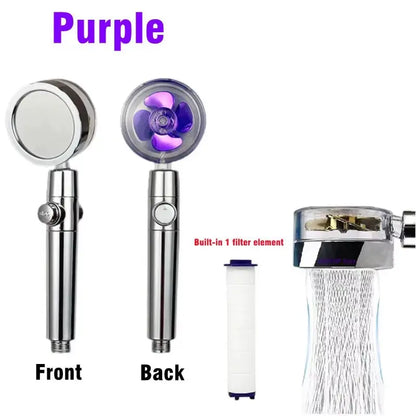 Hot Shower Head Water Saving Flow 360 Degrees Rotating with Small Fan ABS Rain High Pressure Spray Nozzle Bathroom Accessories
