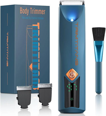 Body Hair Trimmer for Men, 2-In-1 Groin Hair Trimmer & Body Groomer Ball Shaver Electric Razor for Men Pubic Hair with 2 Replaceable Ceramic Blades, Gifts for Husband Guys Him