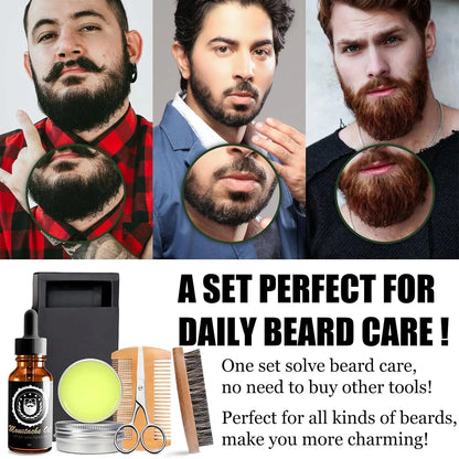Beard Grooming Kit - Men'S Christmas Stocking Stuffer with Brush, Comb, Balm, Growth Oil, Scissors