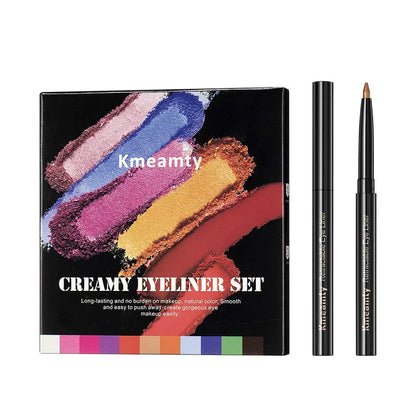 Gel Eye Liner Pencil Set, 12 Colors Retractable Long-Lasting Smooth Waterline Eye Liner Lip Liner Eyeshadow - Vegan, Cruelty Free