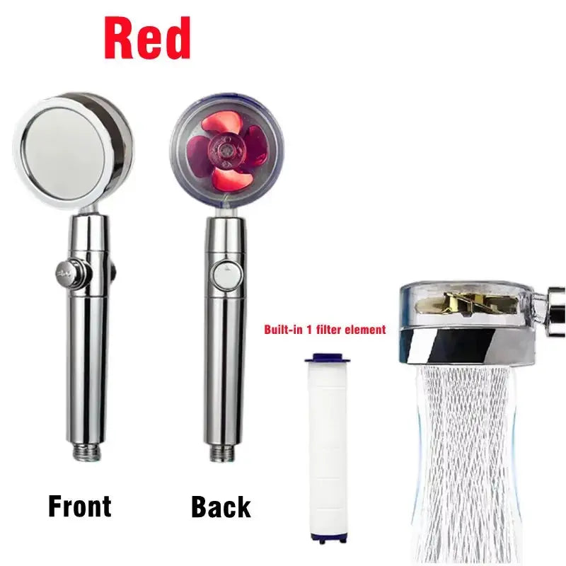 Hot Shower Head Water Saving Flow 360 Degrees Rotating with Small Fan ABS Rain High Pressure Spray Nozzle Bathroom Accessories