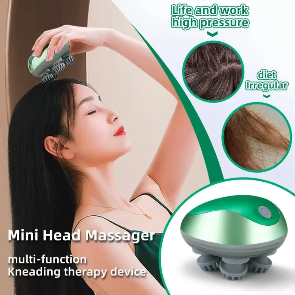 Electric Head Massage Scalp Treatment Head Massage Pressure Release Multi-Function Kneading and Vibrating Physiotherapy Device